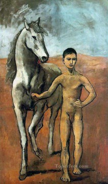 Niño guiando un caballo cubista de 1906 Pablo Picasso Pinturas al óleo